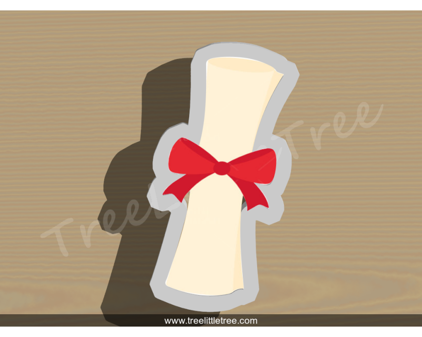 Diploma Scroll Style 1 Cookie Cutter. School/Grad Cookie Cutter