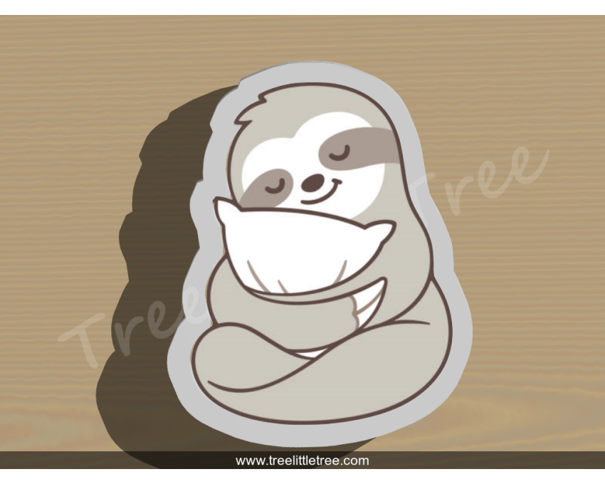 Sloth with Pillow Cookie Cutter. Animal Cookie Cutter