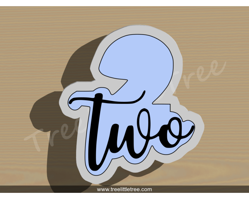 Lettered Number Two Cookie Cutter. Number Cookie Cutter