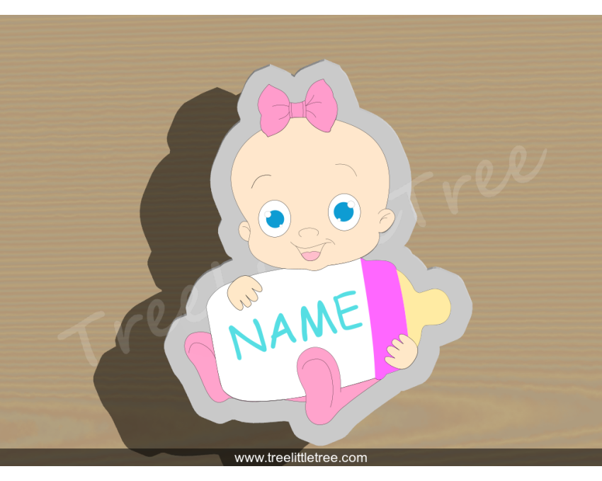 Baby with Milk Bottle Plaque Cookie Cutter. Baby Shower Cookie Cutter