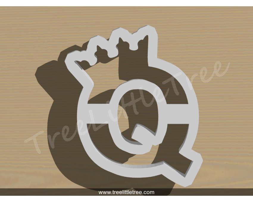 Q with Crown Cookie Cutter. Special Cookie Cutter