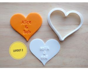 Personalized Heart Cookie Cutter and Stamp Set