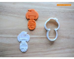 Japanese Girl Doll Cookie Cutter and Stamp Set