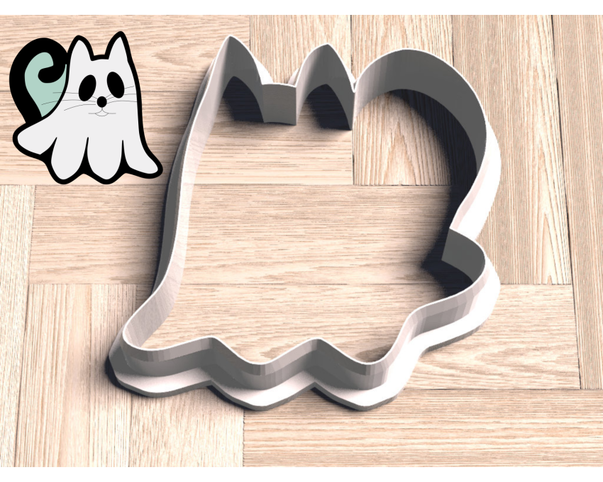 Kitten Boo Cookie Cutter. Halloween Cookie Cutter. 