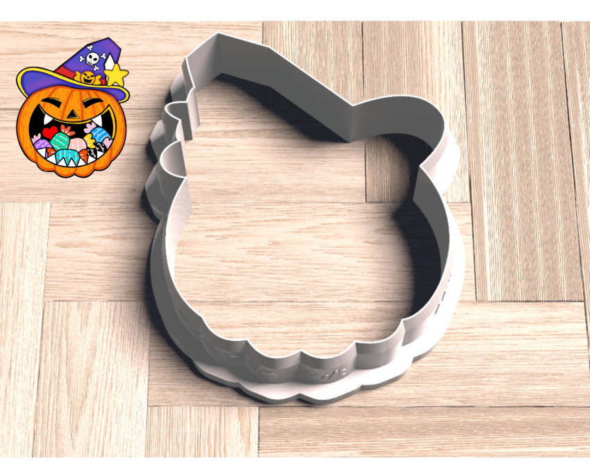 Laughing Pumpkin With Witch Hat Cookie Cutter. Halloween Cookie Cutter. 