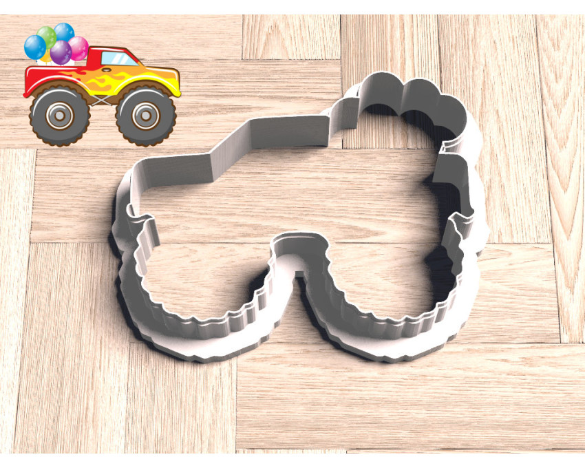 Monster Truck With Balloons Cookie Cutter. Truck Theme Cookie Cutter. Birthday Cookie Cutter