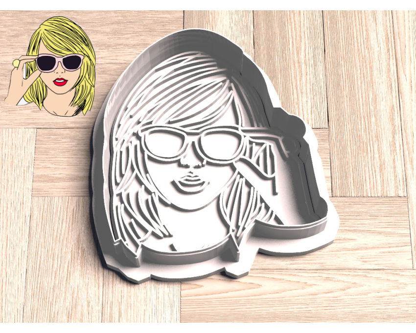 Taylor Swift Cookie Cutter and Stamp Set. Celebrity Cookie Cutter