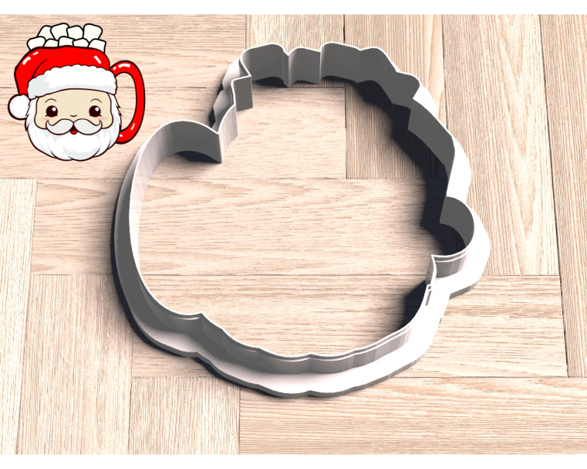 Santa Clause Mug Hot Cocoa Cookie Cutter. Christmas Cookie Cutter. Winter Cookie Cutter