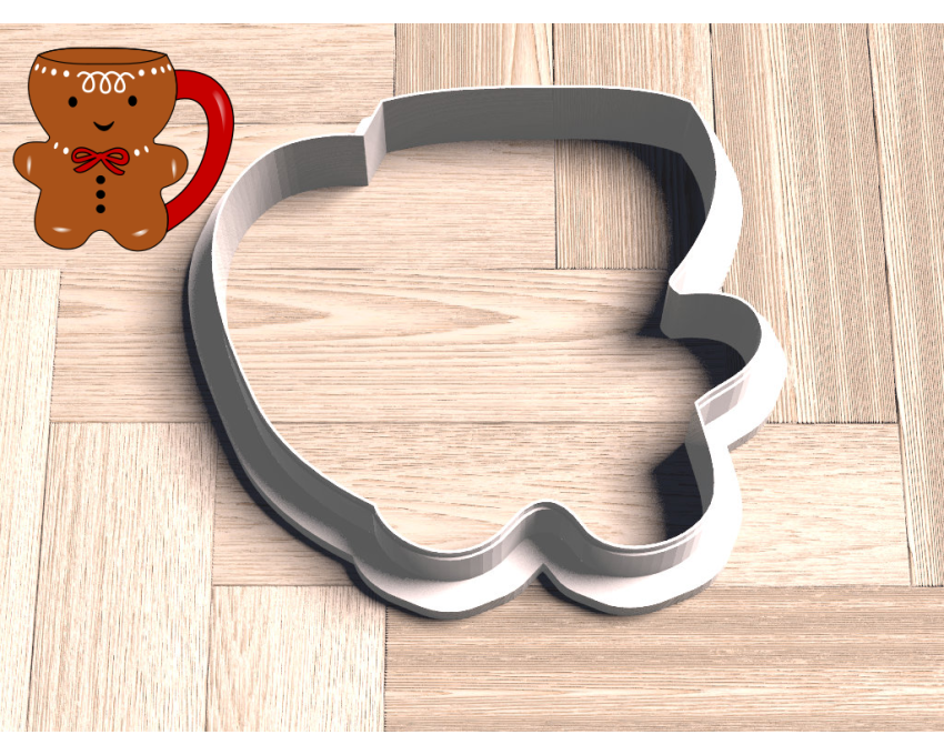 Gingerbread Man Mug Cookie Cutter. Christmas Cookie Cutter. Winter Cookie Cutter