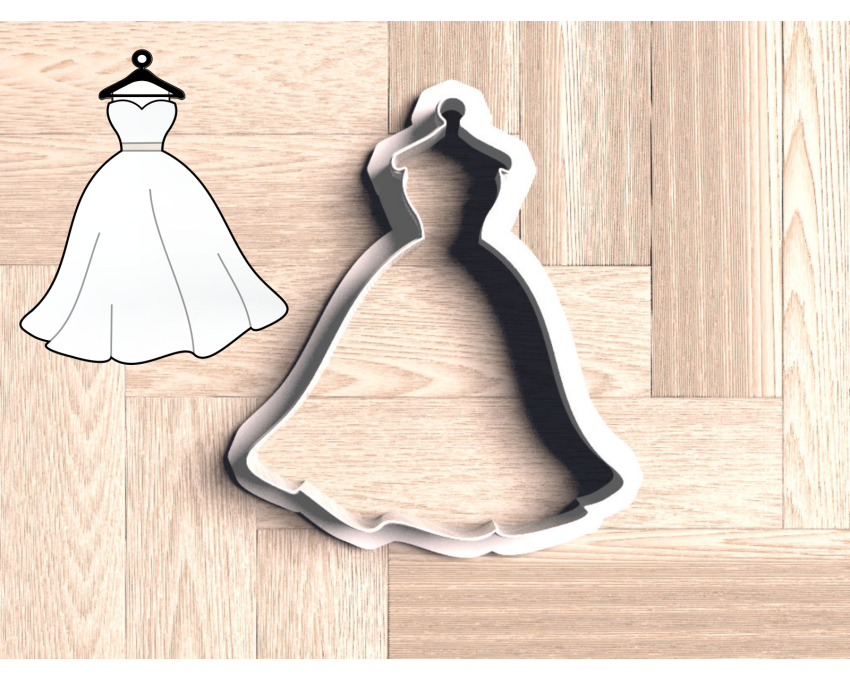 Wedding Dress On Hanger Style 2 Cookie Cutter. Wedding Cookie Cutter