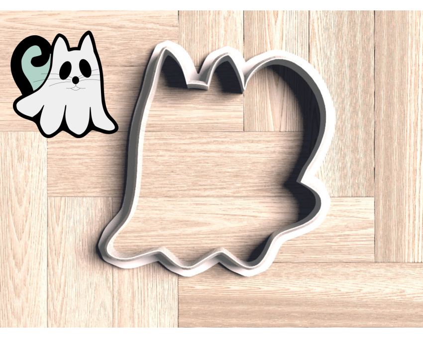 Kitten Boo Cookie Cutter. Halloween Cookie Cutter. 