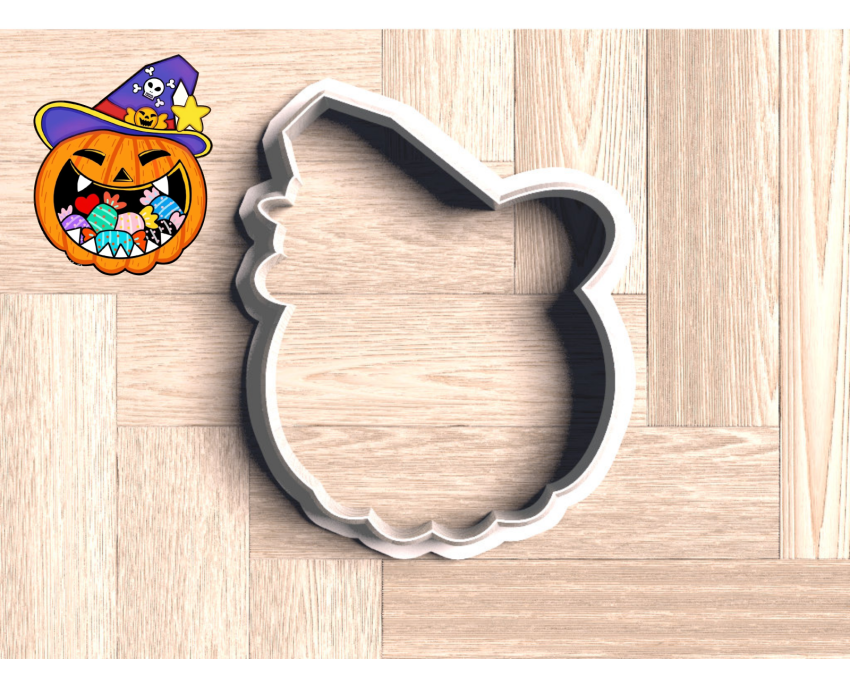 Laughing Pumpkin With Witch Hat Cookie Cutter. Halloween Cookie Cutter. 