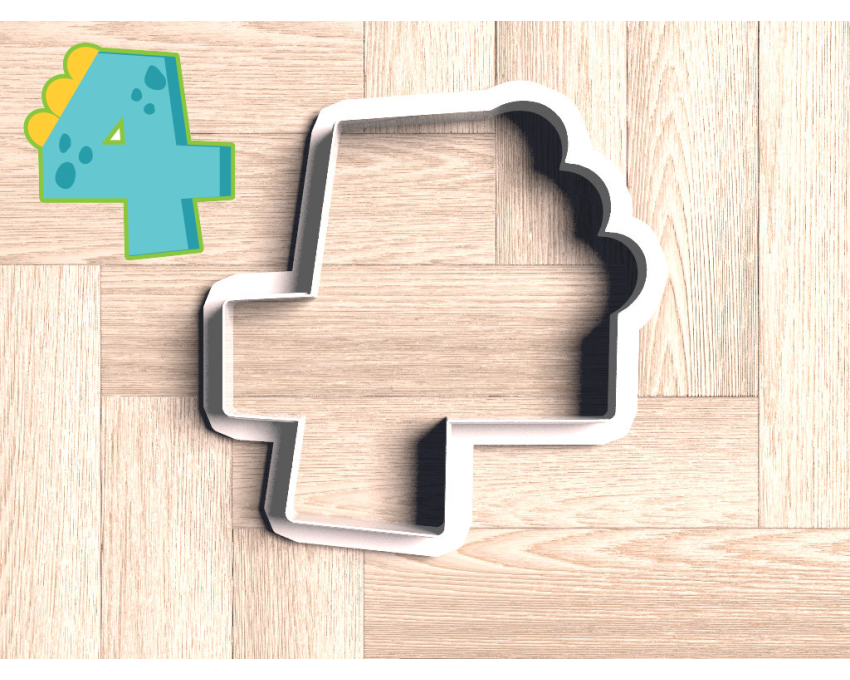 Dinosaur Number 4 Cookie Cutter. Dinosaur Cookie Cutter. Birthday Cookie Cutter