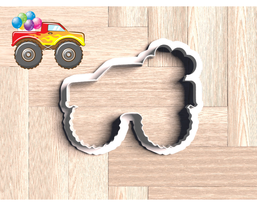 Monster Truck With Balloons Cookie Cutter. Truck Theme Cookie Cutter. Birthday Cookie Cutter