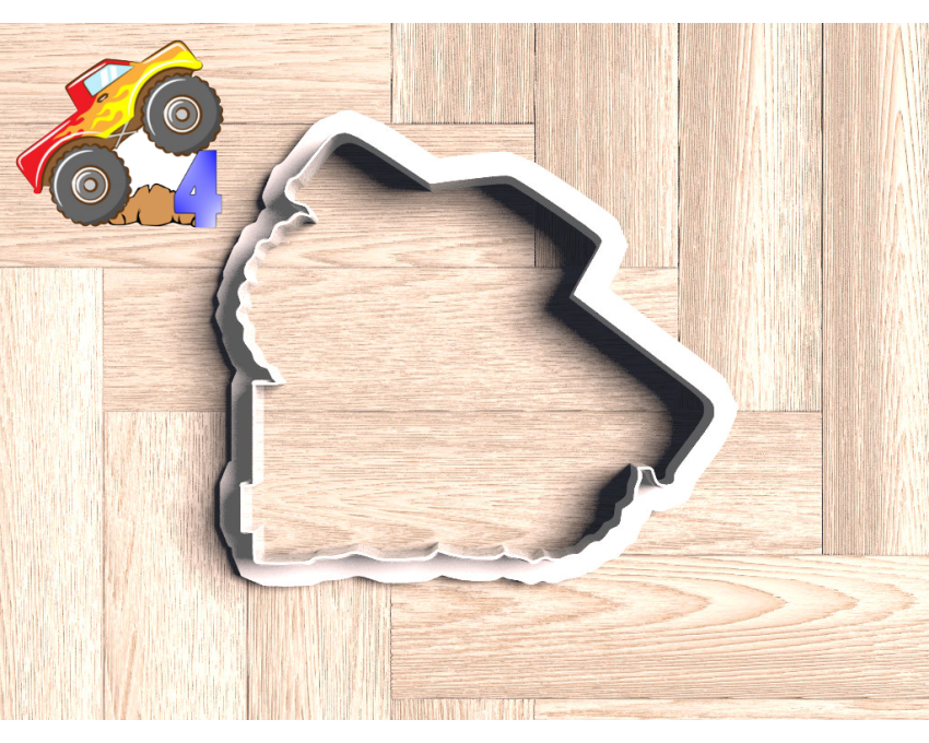 Monster Truck Number 4 Cookie Cutter. Truck Theme Cookie Cutter. Birthday Cookie Cutter