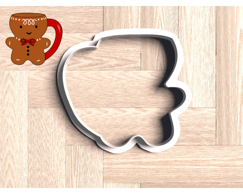 Gingerbread Man Mug Cookie Cutter. Christmas Cookie Cutter. Winter Cookie Cutter