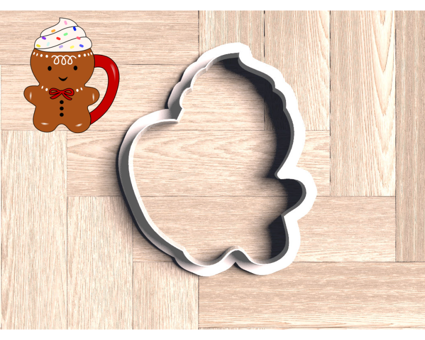 Gingerbread Man Mug With Whip Cookie Cutter. Christmas Cookie Cutter. Winter Cookie Cutter