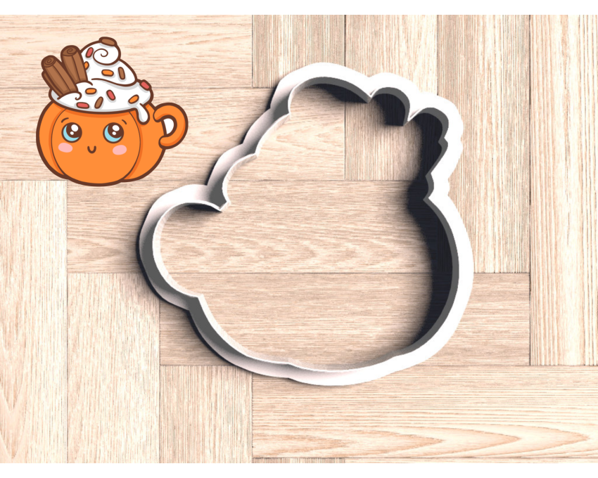 Pumpkin Mug With Pumpkin Spice Latte Cookie Cutter. Christmas Cookie Cutter. Winter Cookie Cutter