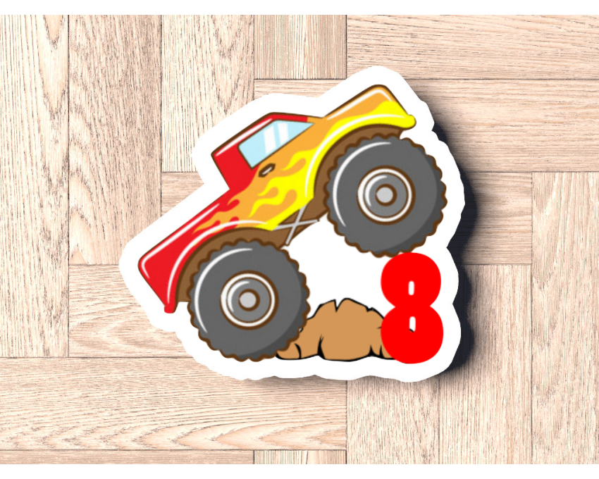 Monster Truck Number 8 Cookie Cutter. Truck Theme Cookie Cutter. Birthday Cookie Cutter