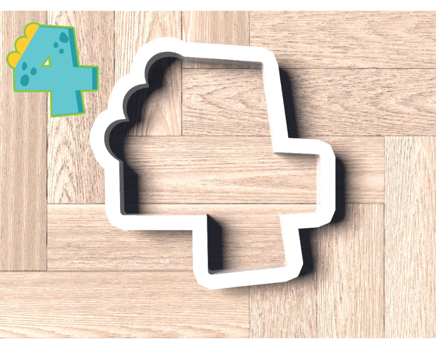 Dinosaur Number 4 Cookie Cutter. Dinosaur Cookie Cutter. Birthday Cookie Cutter