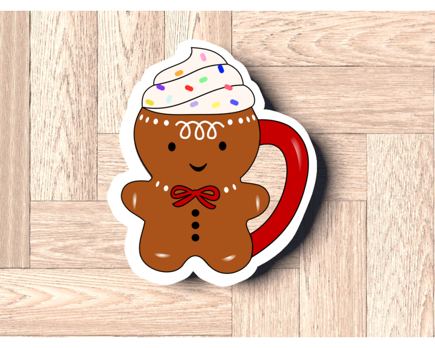 Gingerbread Man Mug With Whip Cookie Cutter. Christmas Cookie Cutter. Winter Cookie Cutter