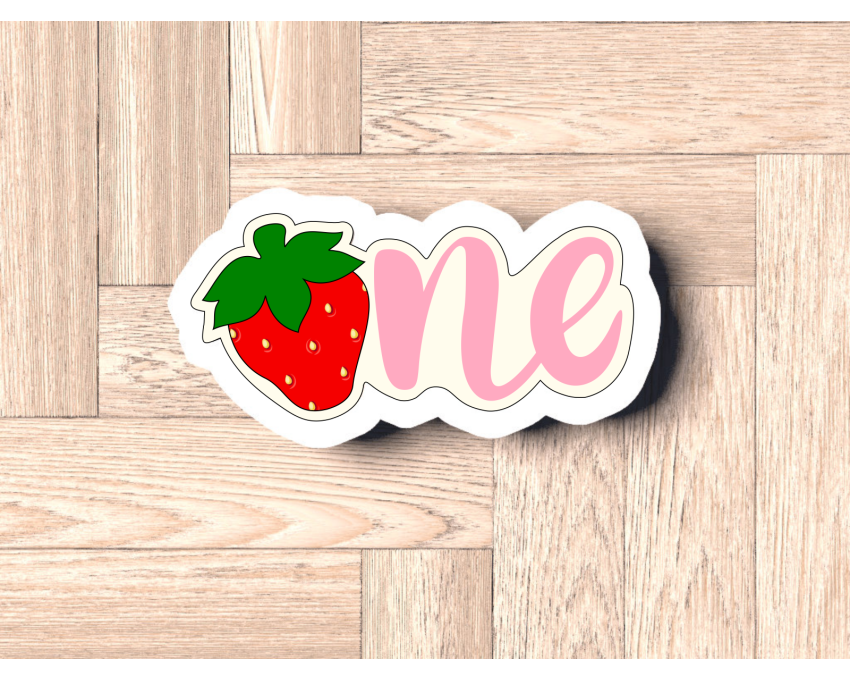 Strawberry Number One Cookie Cutter. Fruit Cookie Cutter. Berry Sweet One Birthday Cookie Cutter 