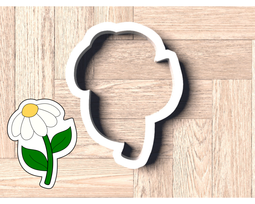 Funky Daisy On Stem Cookie Cutter. Flower Cookie Cutter. Summer Cookie Cutter