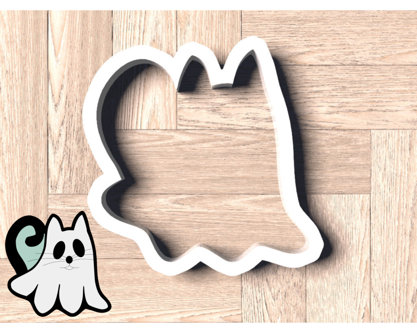 Kitten Boo Cookie Cutter. Halloween Cookie Cutter. 
