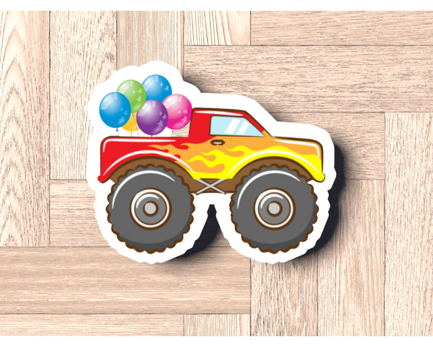 Monster Truck With Balloons Cookie Cutter. Truck Theme Cookie Cutter. Birthday Cookie Cutter