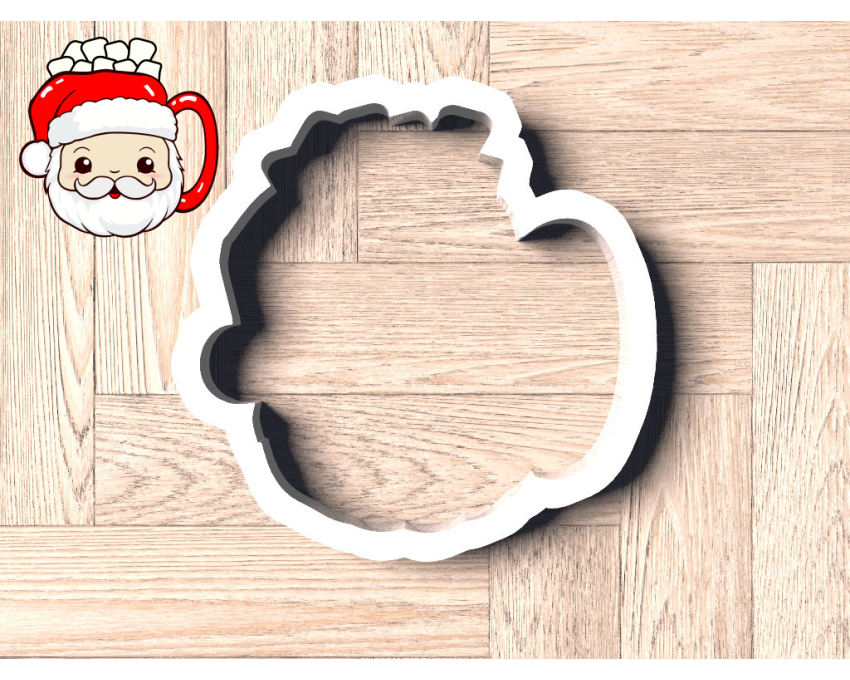 Santa Clause Mug Hot Cocoa Cookie Cutter. Christmas Cookie Cutter. Winter Cookie Cutter