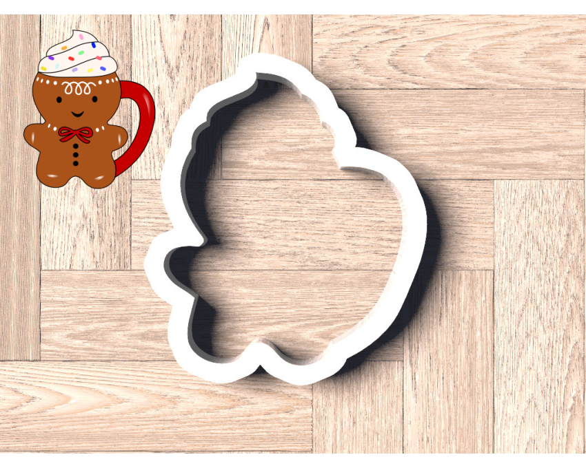 Gingerbread Man Mug With Whip Cookie Cutter. Christmas Cookie Cutter. Winter Cookie Cutter