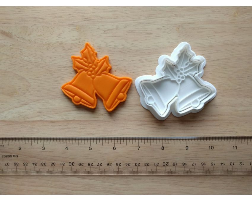 Christmas Bell Cookie Cutter and Stamp Set. Christmas Cookie Cutter