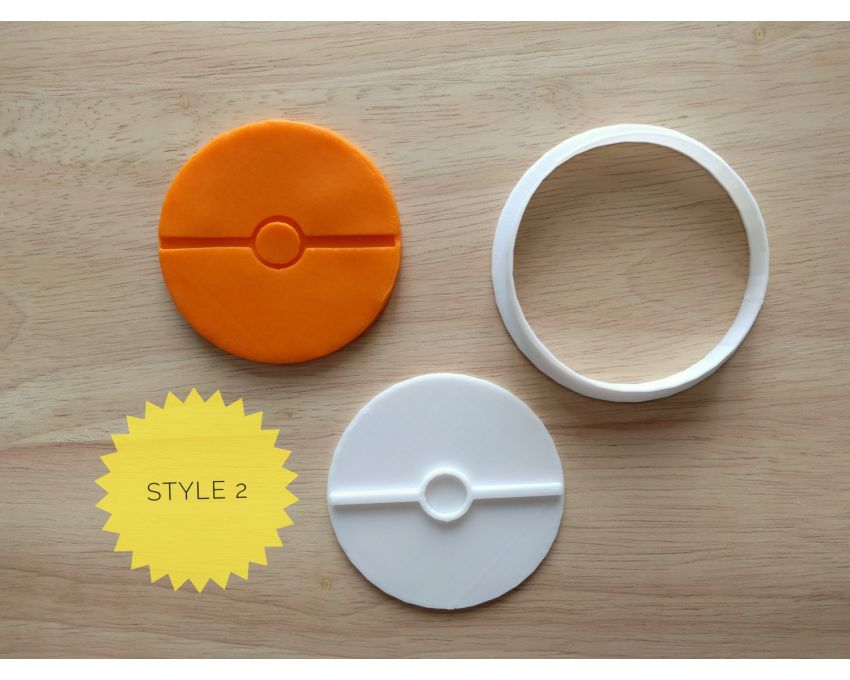 Pokeball Cookie Cutter and Stamp Set. Pokemon Cookie Cutter