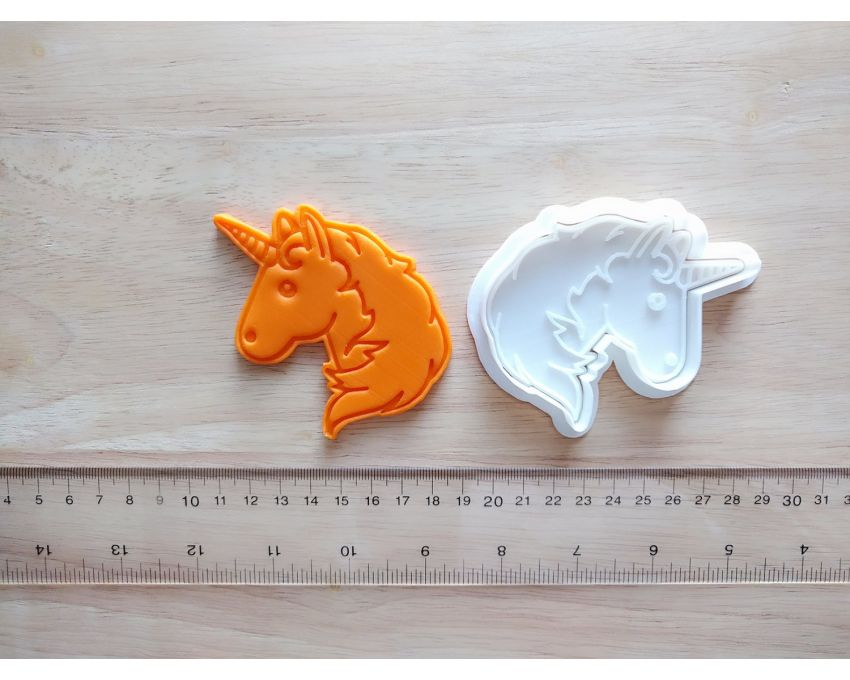 Unicorn Emoji Cookie Cutter and Stamp Set. Unicorn Cookie Cutter
