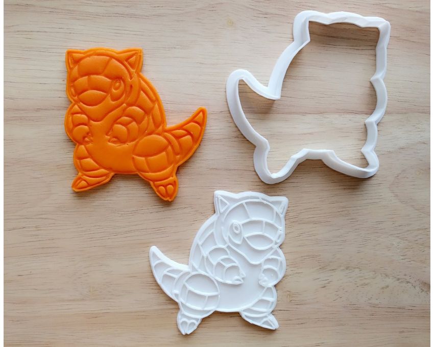 Sandshrew Cookie Cutter and Stamp Set. Pokemon Cookie Cutter