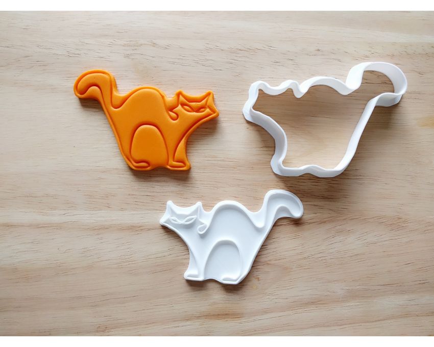 Halloween Cat Cookie Cutter and Stamp Set. Halloween Cookie Cutter