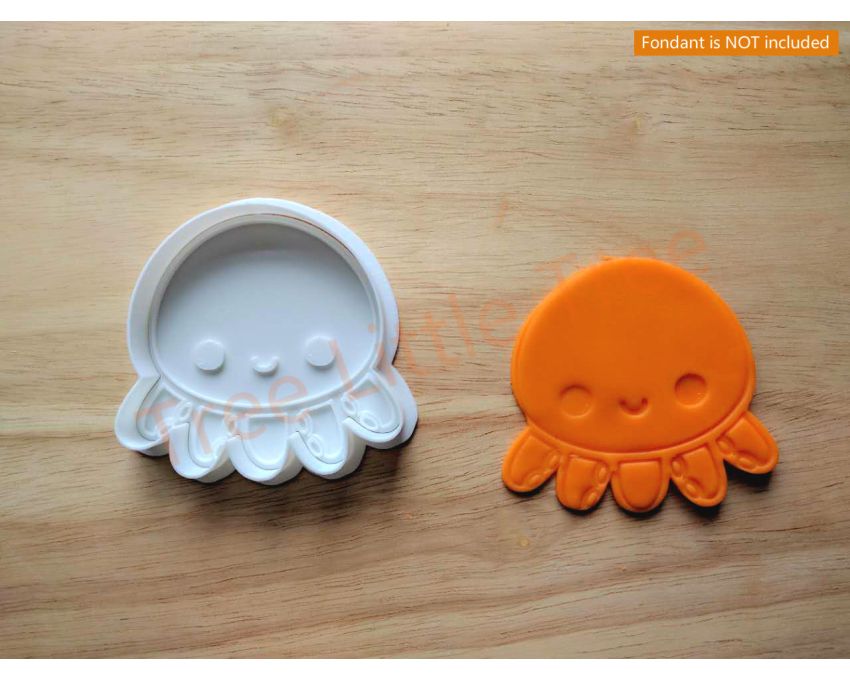 Cute Octopus Cookie Cutter and Stamp Set. Animal Cookie Cutter
