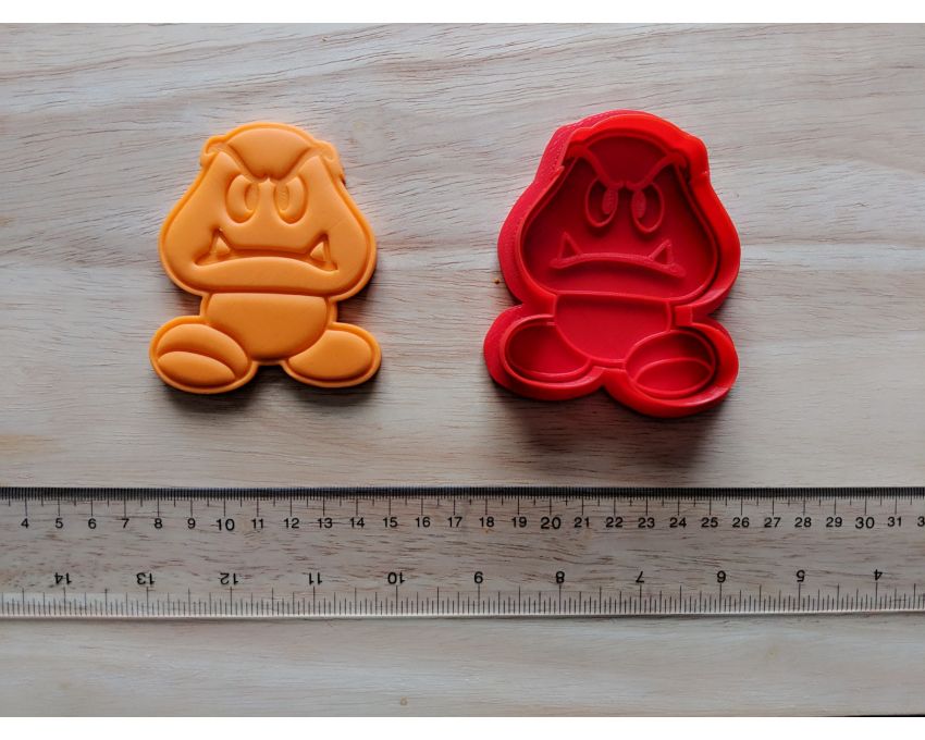 Gumba Cookie Cutter and Stamp Set. Super Mario Cookie Cutter