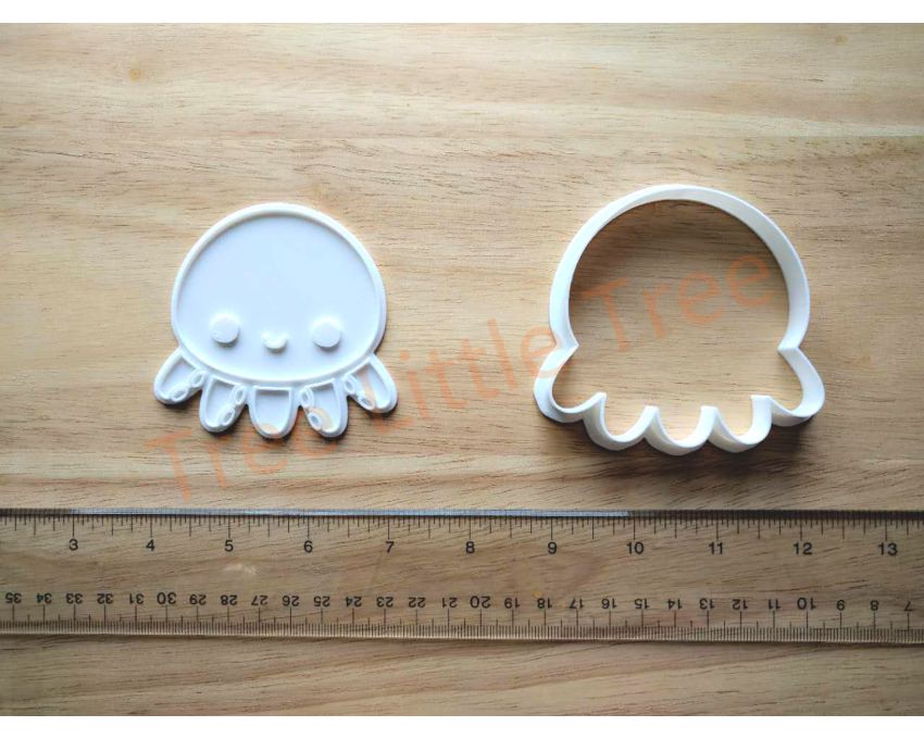 Cute Octopus Cookie Cutter and Stamp Set. Animal Cookie Cutter