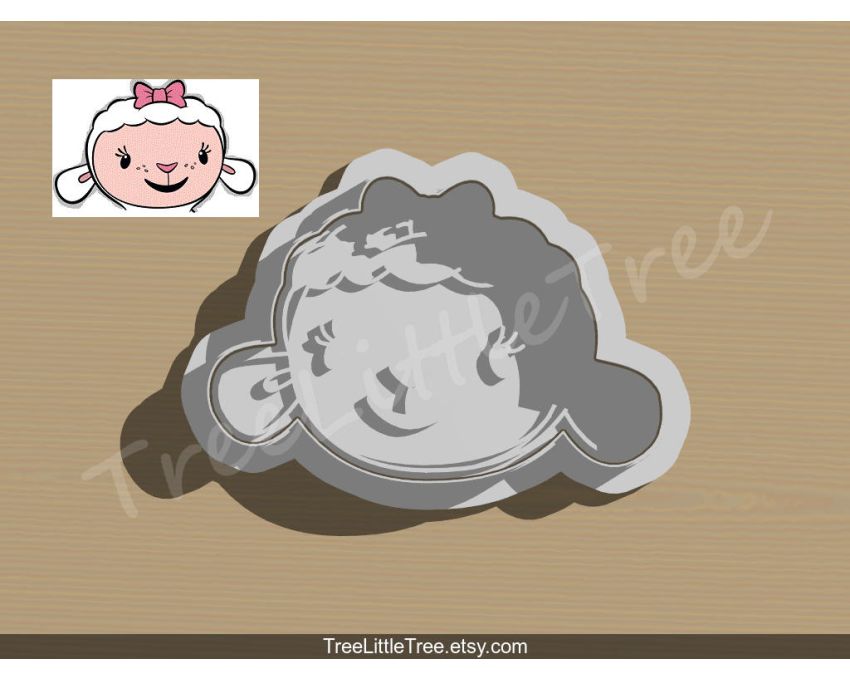 Lambie Cookie Cutter and Stamp Set. Cartoon Cookie Cutter