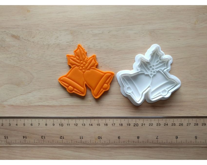Christmas Bell Cookie Cutter and Stamp Set. Christmas Cookie Cutter