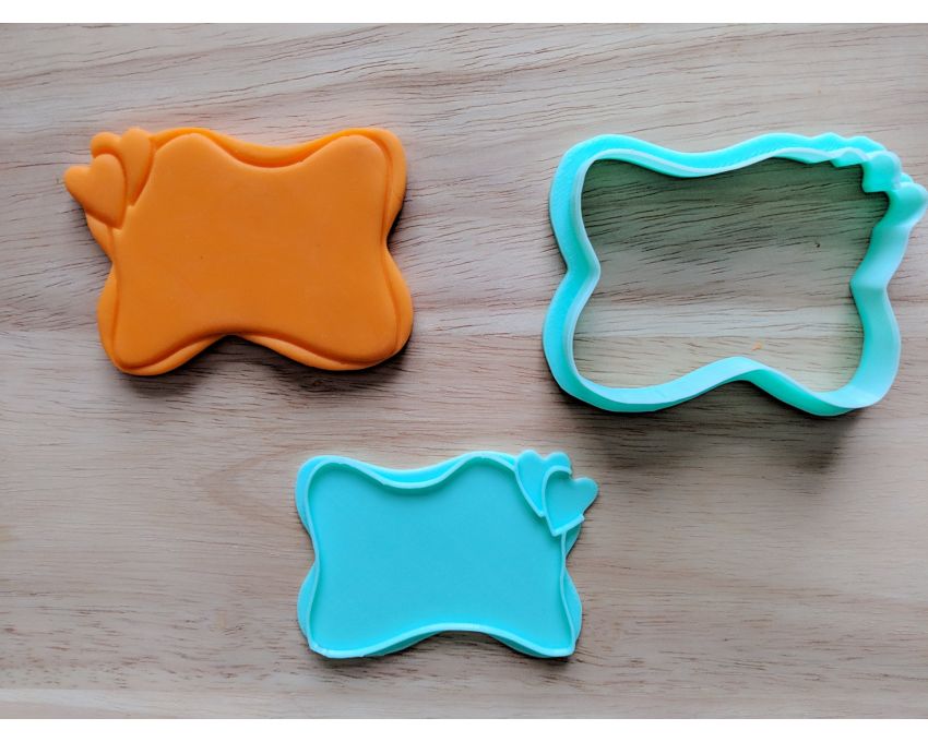 Heart Frame Cookie Cutter and Stamp Set. Valentine's day Cookie Cutter