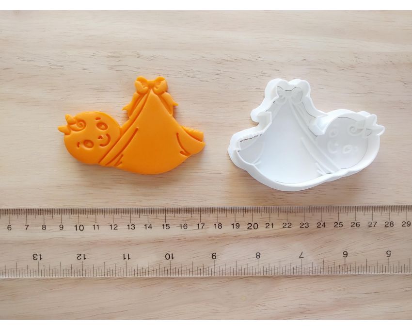 Baby Girl Cookie Cutter and Stamp Set. Baby Shower Cookie Cutter