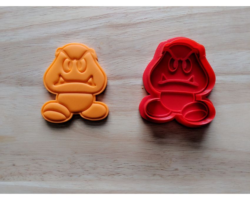 Gumba Cookie Cutter and Stamp Set. Super Mario Cookie Cutter