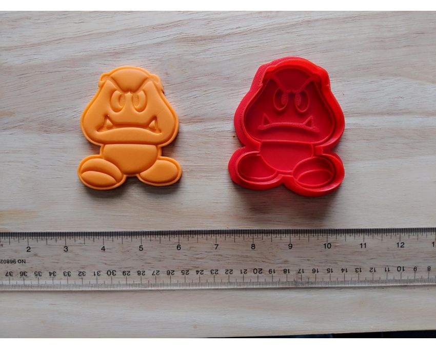 Gumba Cookie Cutter and Stamp Set. Super Mario Cookie Cutter