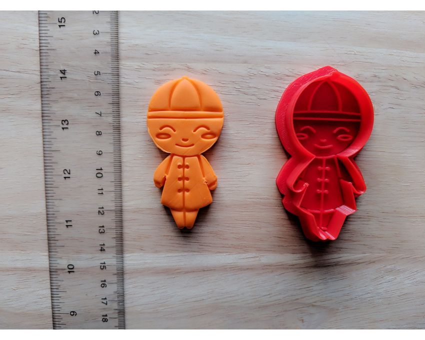 Chinese Boy Doll Cookie Cutter and Stamp Set. Chinese New Year Cookie Cutter