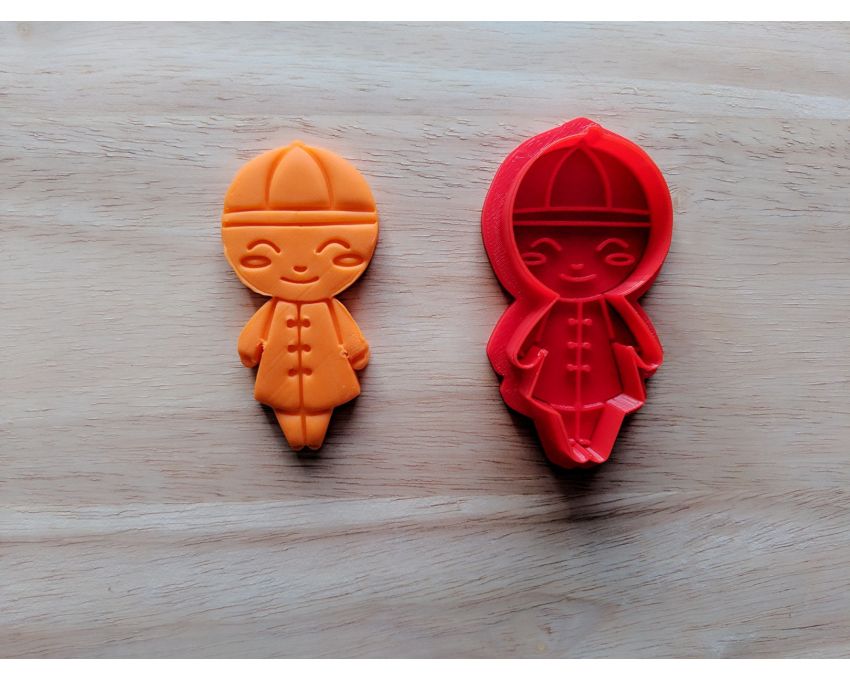 Chinese Boy Doll Cookie Cutter and Stamp Set. Chinese New Year Cookie Cutter