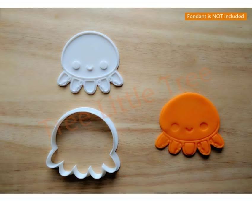 Cute Octopus Cookie Cutter and Stamp Set. Animal Cookie Cutter