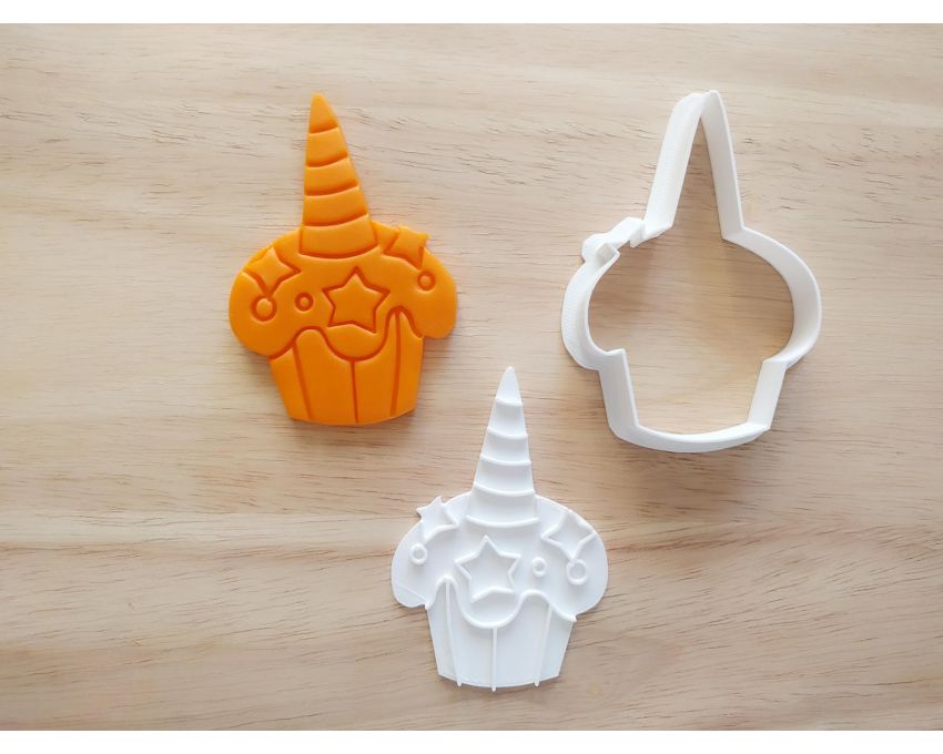 Unicorn Cupcake Cookie Cutter and Stamp Set. Unicorn Cookie Cutter