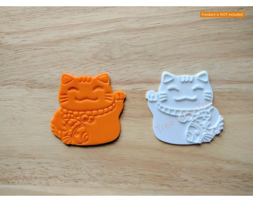 Maneki-neko (Japanese Fortune Cat) Cookie Cutter and Stamp Set. Japan Cookie Cutter